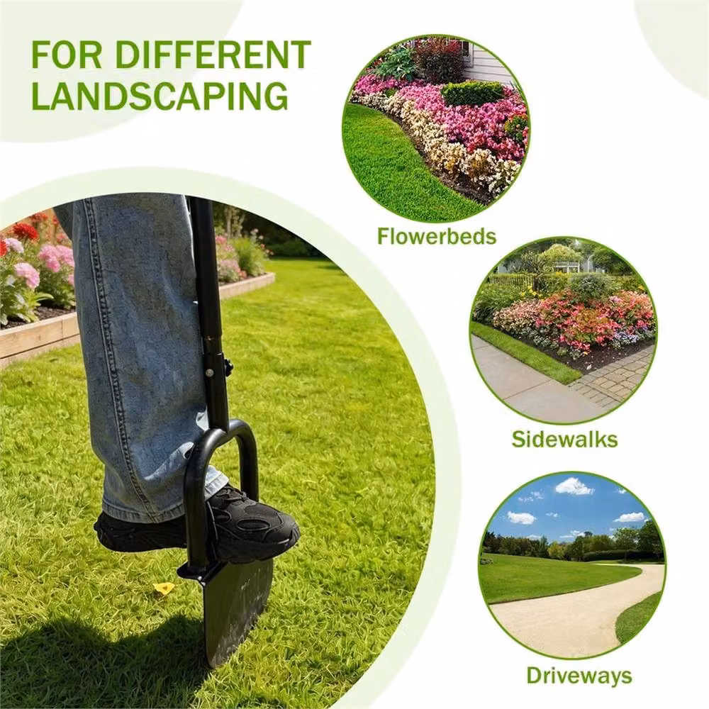 SPETLEK Heavy Duty Steel Half Moon Lawn Edger with Long Handle in Dark Grey, 1.25kg – 5