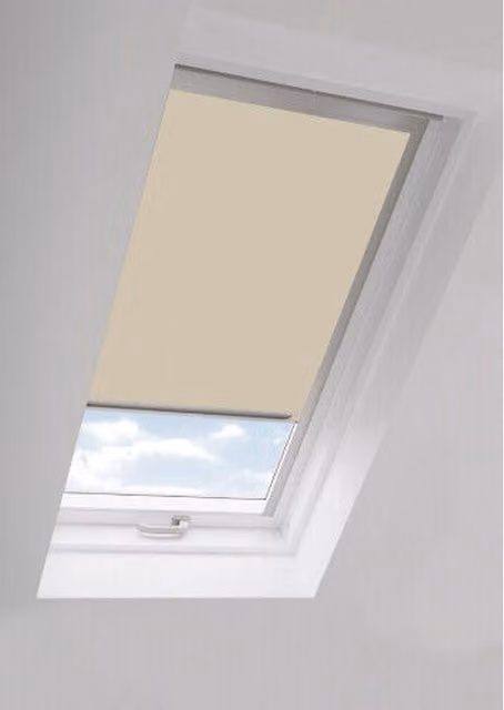 New Edge Blinds Grace Cream Thermal Insulating Blackout Skylight Roller Blinds for Velux Roof Windows, H 160 cm x W 114 cm