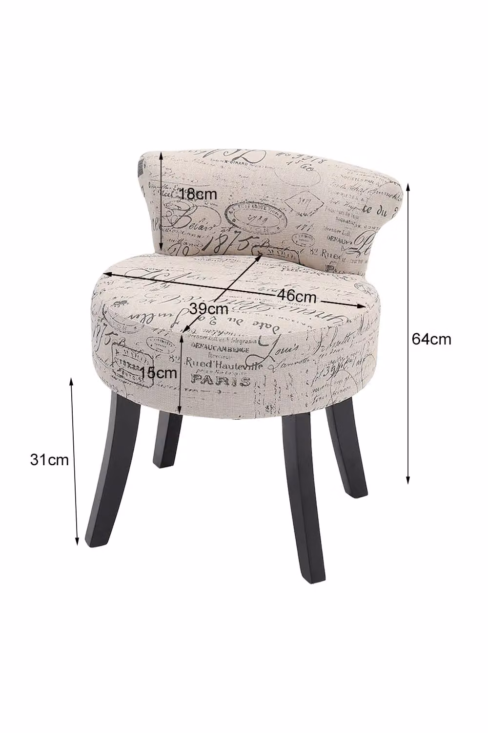 Living and Home Low Back Vanity Stool Dressing Table Chair in Khaki – 2