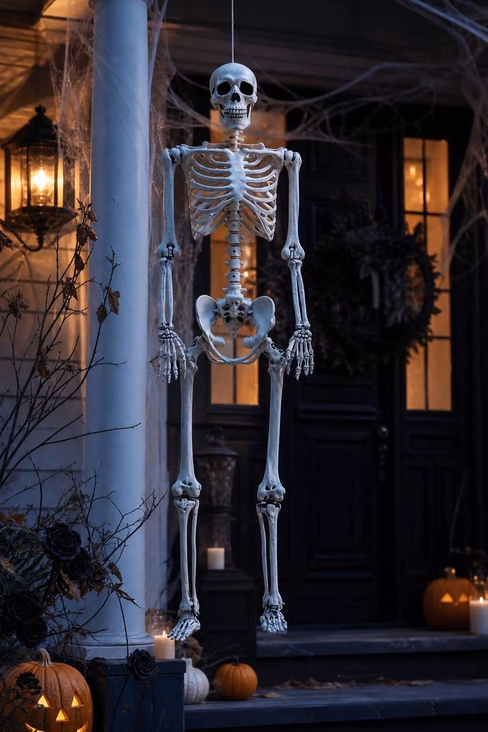 ExtraStar White Hanging Full Body Skeleton Decoration with Posable Joints for Halloween Parties – 1