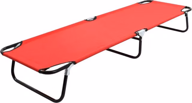 Berkfield Home Folding Sun Lounger in Red with Powder Coated Steel Frame and UV Resistant Textilene Fabric