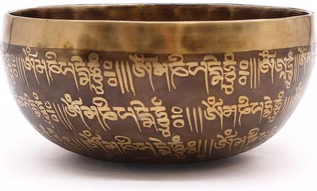KDMD Tibetan Healing Engraved Mantra Bowl in Bronze, Diameter: 16 cm