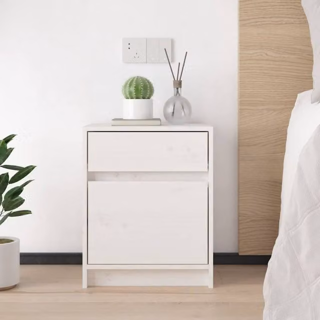 Berkfield Home Beautiful Bedside Cabinets, Set of 2, White Solid Pinewood, W/D/H: 40 x 31 x 50 cm – 1