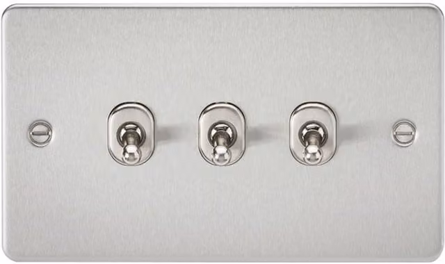 Knightsbridge FP3TOGBC Brushed Chrome 2-Way Toggle Switch with Flat Plate