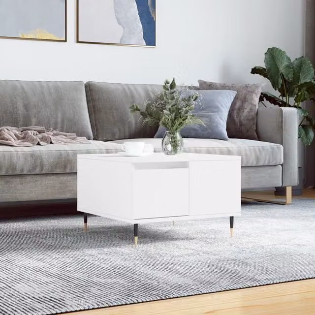 Berkfield Home Modern White Square Coffee Table W/D/H: 55 x 55 x 36.5 cm – 1