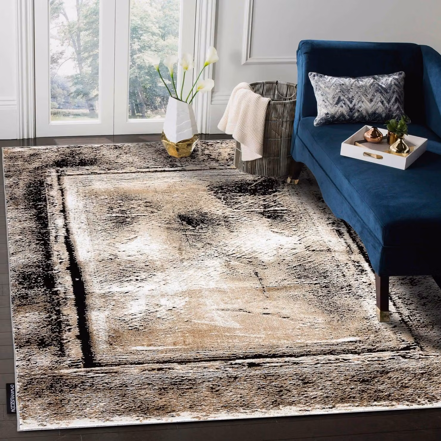 RugsX De Luxe Abstract Grey Polyester Rug, W: 120 cm, L: 170 cm – 4