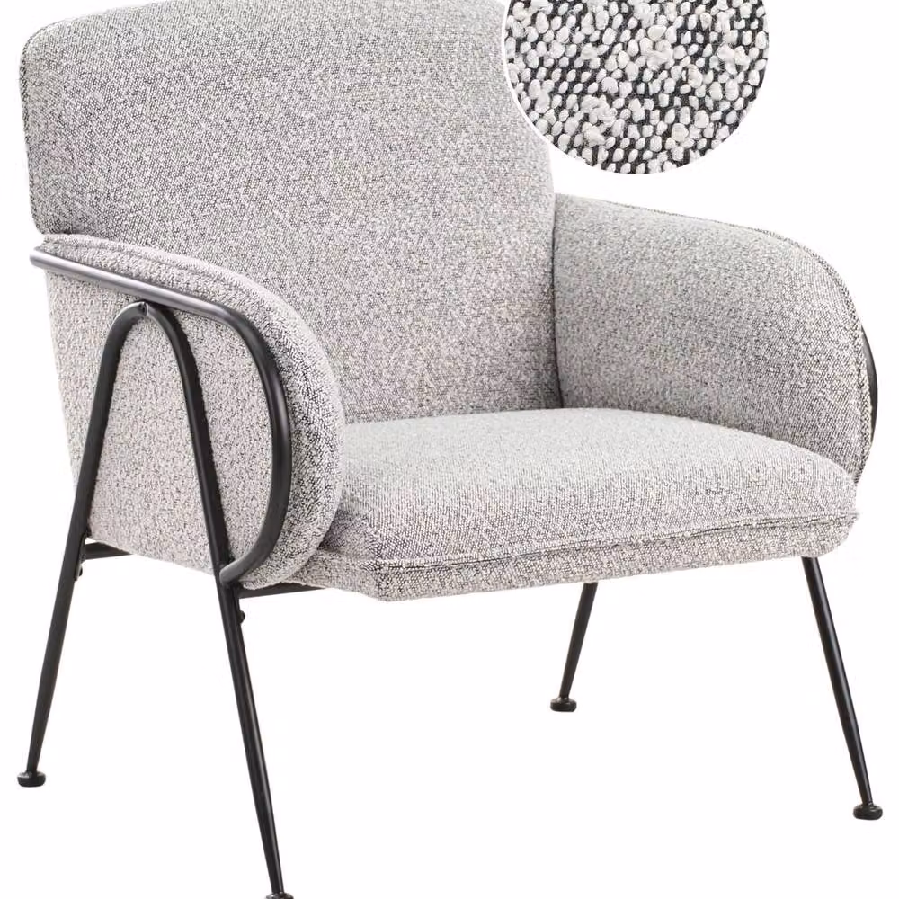 Wyld Haus Mid-Century Modern Armchair with Metal Frame in Black, White and Grey – 2