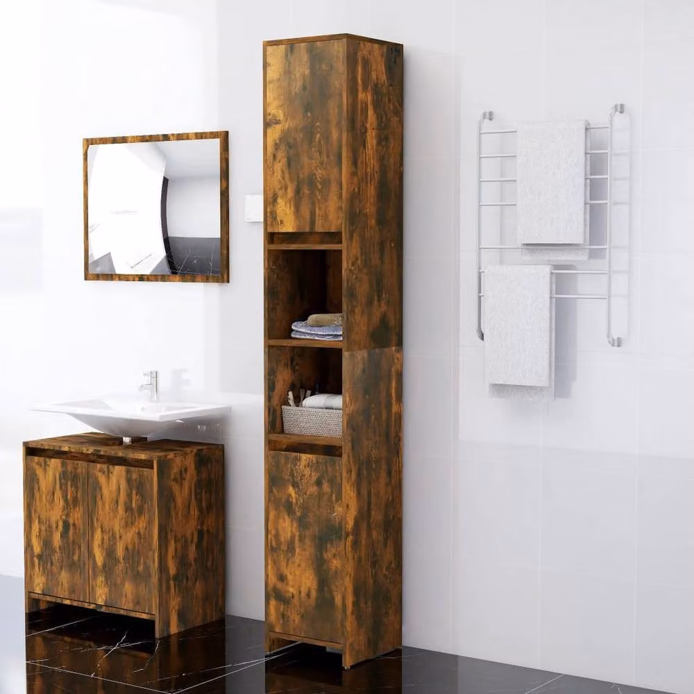Berkfield Home Smoked Oak Bathroom Cabinet, Brown, W: 30 cm, D: 30 cm, H: 183.5 cm – 2