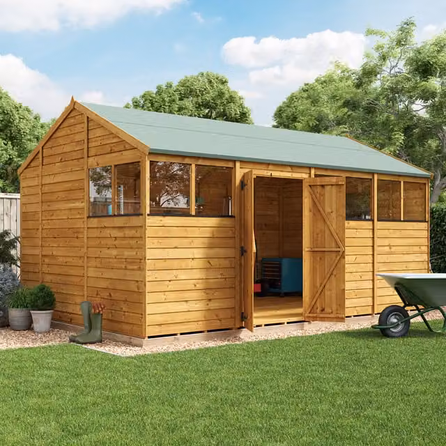 BillyOh Switch Overlap Apex Wooden Garden Shed with Window in Brown