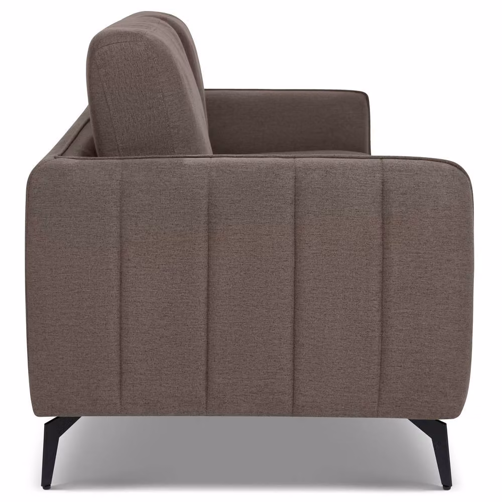 Bravich LTD Brixton 3 Seater Modern Fabric Sofa with Solid Wood Frame and Steel Legs in Brown – 3