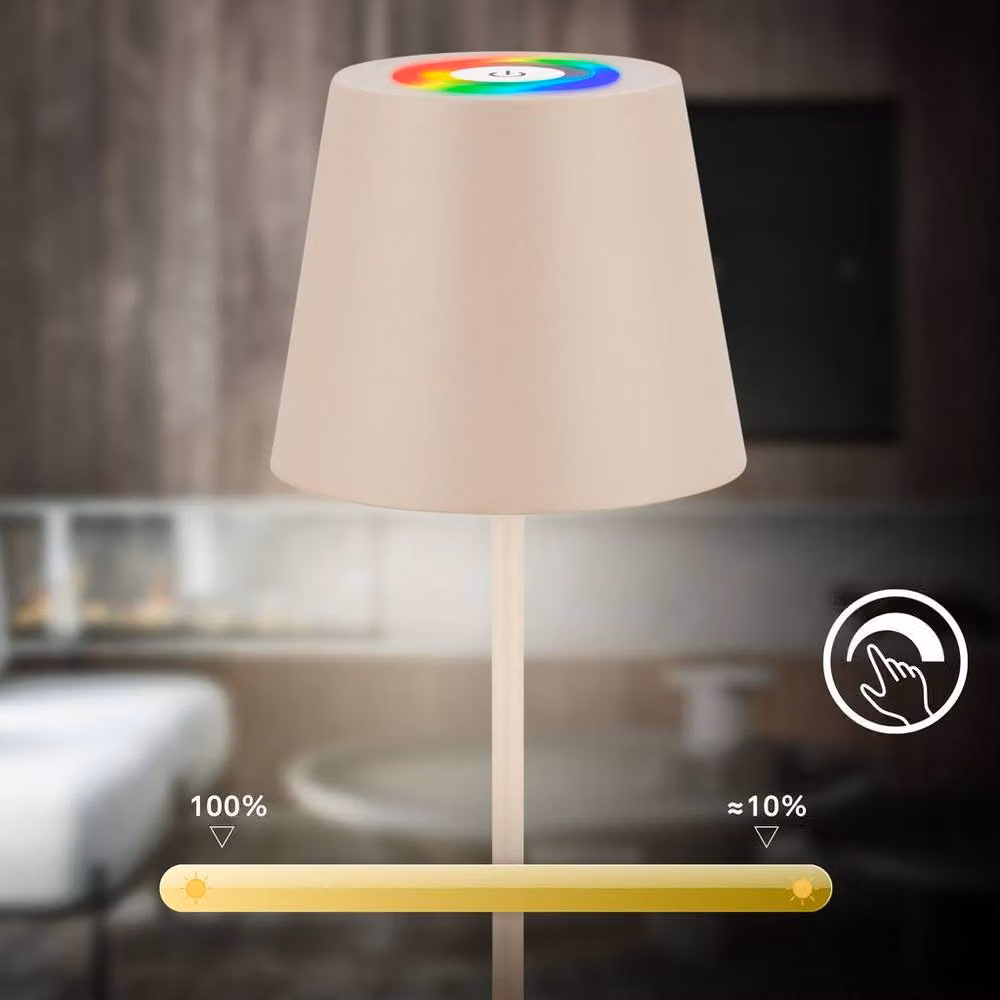 Briloner Beige LED Table Lamp, Rechargeable RGBW Colour Changing Dimmable Light with Touch Control – 5