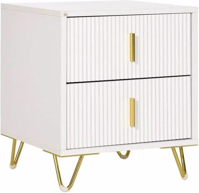 KORVIXA Small Fluted Bedside Table in White, W/D/H: 100 x 100 x 100 cm – 1