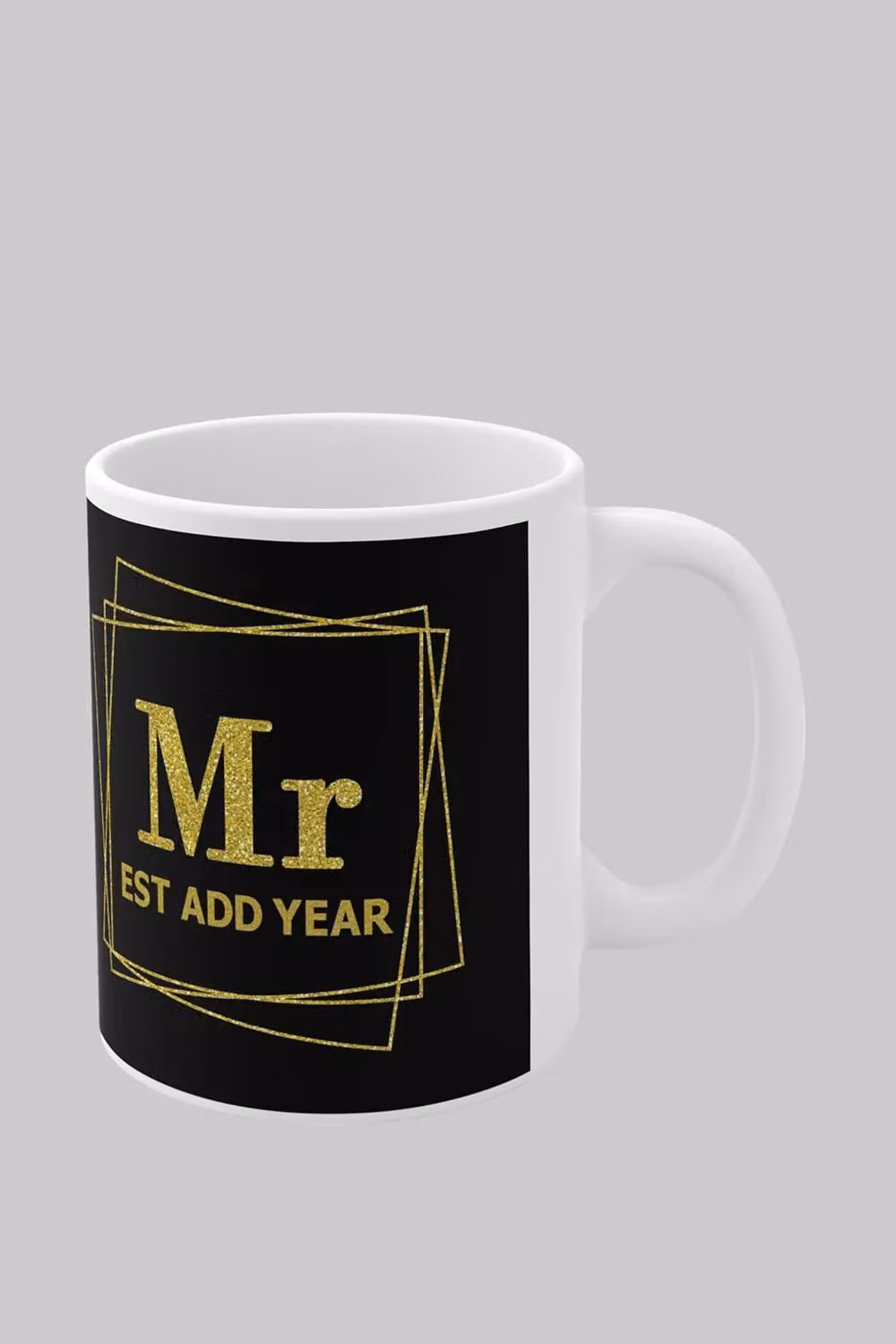 Simply Stunning Mugs Personalised Mr. & Mrs. Ceramic Mug Set of 2 in White with Gold and Black Floral Design – 2