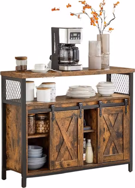 Furnold Multipurpose Sideboard with Sliding Barn Doors in Rustic Brown