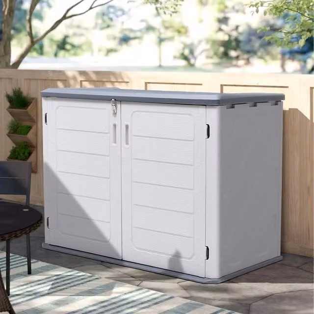 Livingandhome White Plastic Low Cabinet