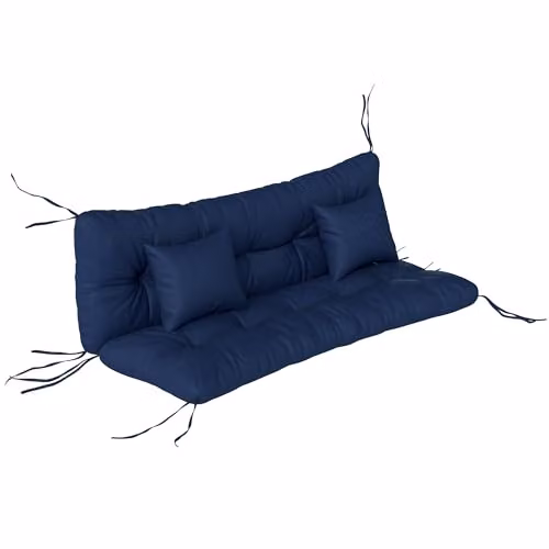 Outsunny Water Repellent Quilted Outdoor Seat and Back Cushions with 2 Pillows in Blue
