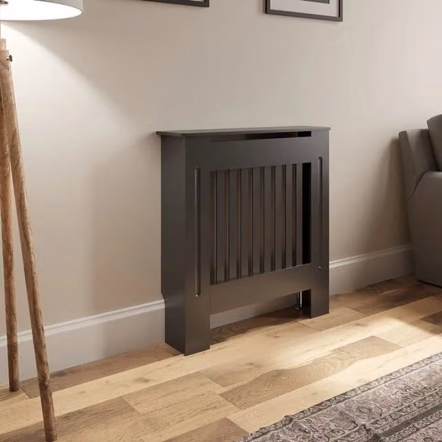 Temprazo Wall Mounted Radiator Cover in Anthracite Grey MDF, W: 112 cm, H: 78 cm, D: 78 cm
