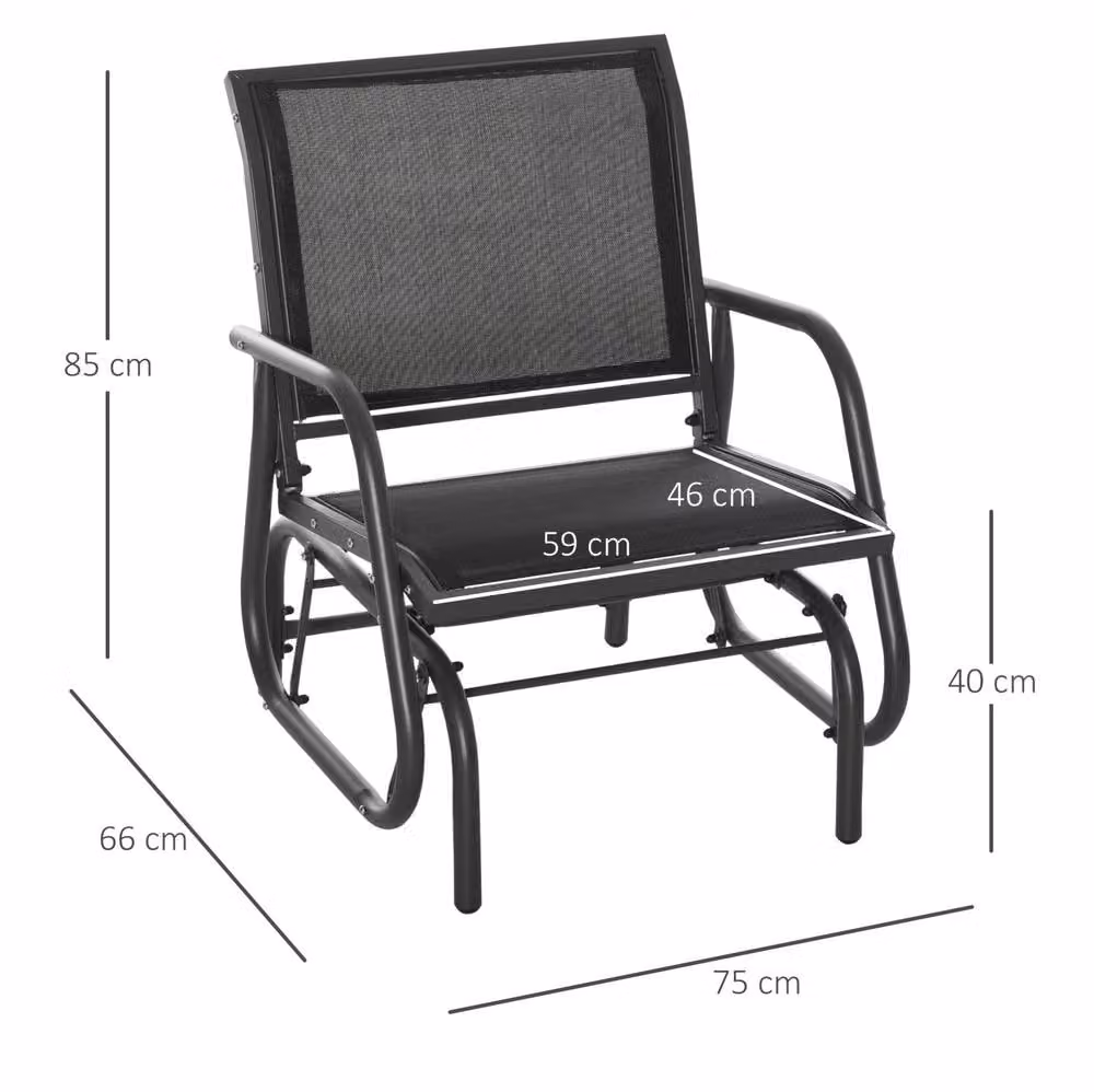 STILVORA Garden Glider Chair with Matt Black Metal Frame – 2