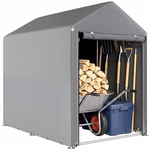 Outsunny Grey Garden Storage Shed with Single Door, W/D/H: 120 x 120 x 165 cm – 5