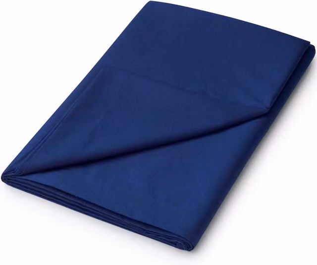 Helena Springfield Blue Poly Cotton Percale Super Kingsize Flat Sheet, W: 200 cm x L: 200 cm