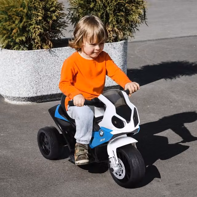 HOMCOM BMW Licensed Electric Kids Ride on Motorcycle with Headlights and Music, Blue