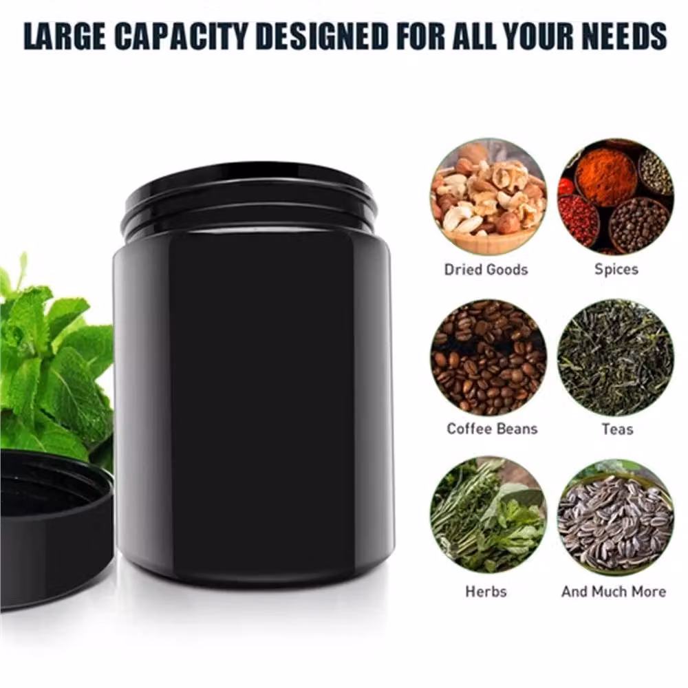 Nordara Black UV Glass Airtight Smell Proof Stash Jar, 250 ml – 6