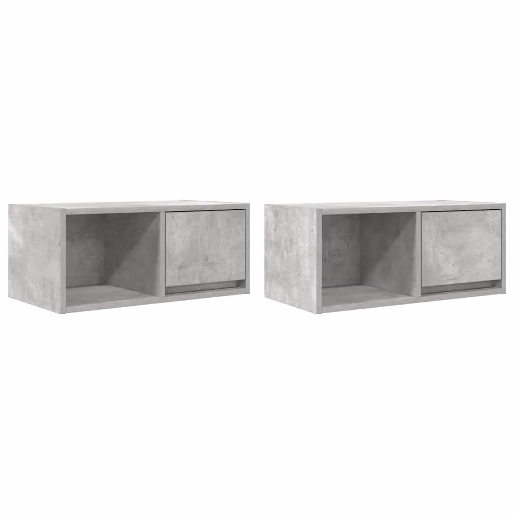 Berkfield Home 2-Piece TV Cabinets in Concrete Grey, Engineered Wood, W: 60 cm, D: 31 cm, H: 25.5 cm – 2