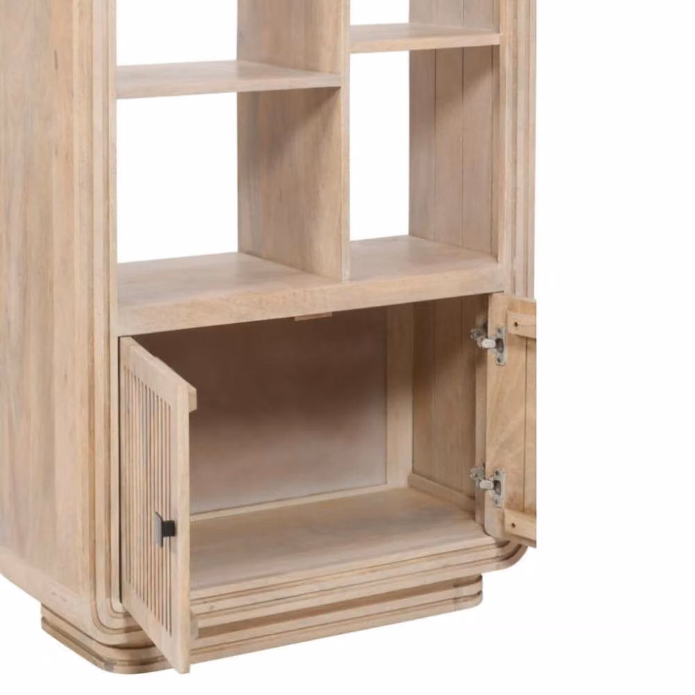 Wyld Haus Arizona Mango Wood Display Cabinet in Brown with 2 Hinged Slatted Doors – 3