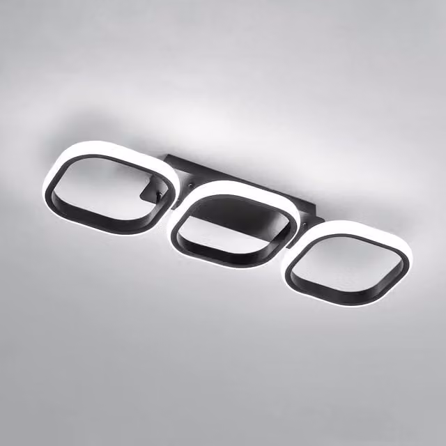 Goeco Modern Square LED Ceiling Light, 32W, Black, 6500K Cool White