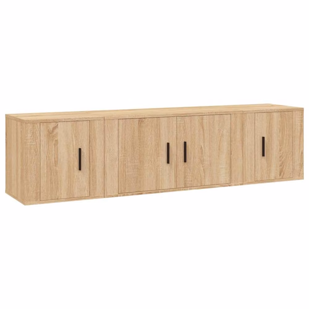 Berkfield Home Classic 3 Piece TV Cabinet Set in Sonoma Oak and Beige Engineered Wood – 2