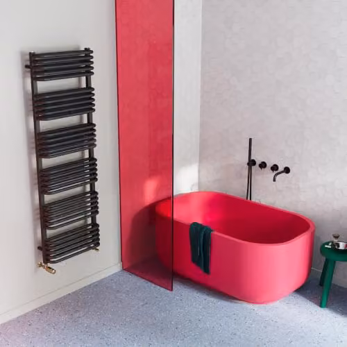 UK Radiators Crossmoor Black Round Tube Designer Heated Towel Rail, H: 153.3 cm, W: 50 cm – 2