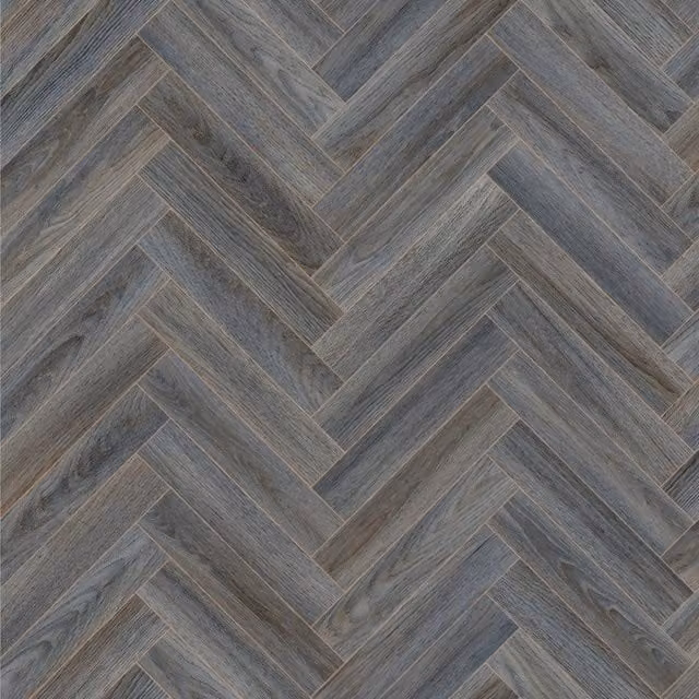 Lotus Grey Herringbone Wood Effect Vinyl Flooring Sheet, Thickness: 3.8 mm, W/D/H: 200 x 500 cm