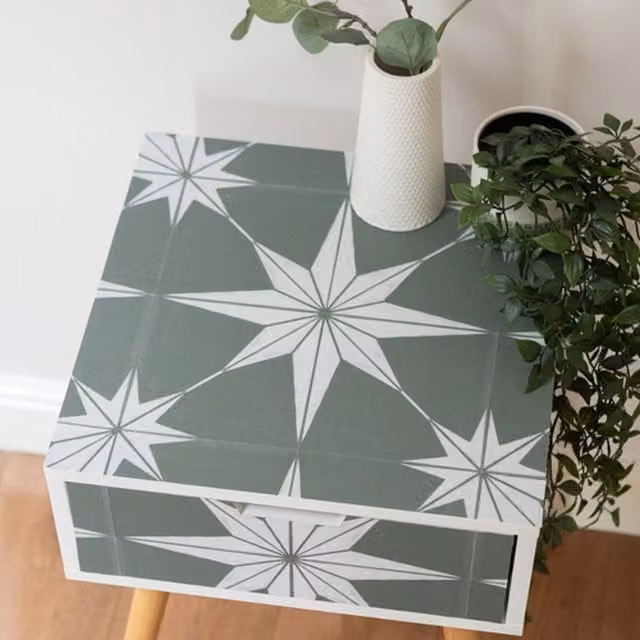 Quadrostyle ASTRA OLIVE Geometric Adhesive Wall Tile and Furniture Vinyl Stickers, Green, 15 cm