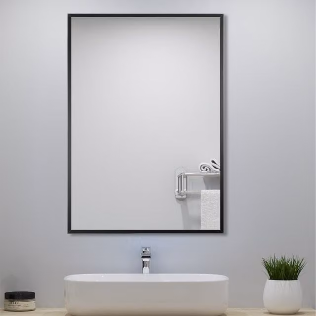 AicaBathroom Modern Rectangular Black Framed Wall Mirror, Width: 65 cm