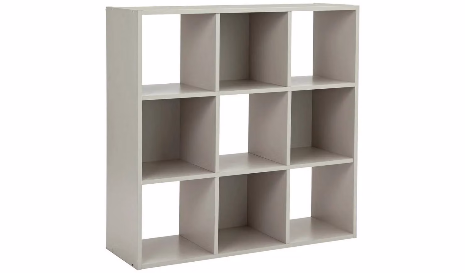 Cheap Furniture Warehouse Squares 9 Cube Storage Unit, Grey Modular Organiser Shelf with Back Panel