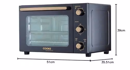 Cooks Professional Mini Portable Electric Countertop Oven with Steam Assist, 34L Capacity, 1500W, Black – 5