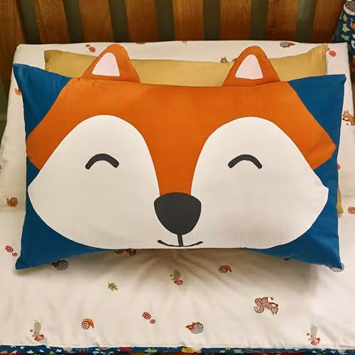 Catherine Lansfield Fox and Woodland Friends Reversible Double Duvet Cover and Pillowcase Set, Green and Multicolour, Duvet Cover: 200 x 200 cm, Pillowcases: 50 x 75 cm – 2