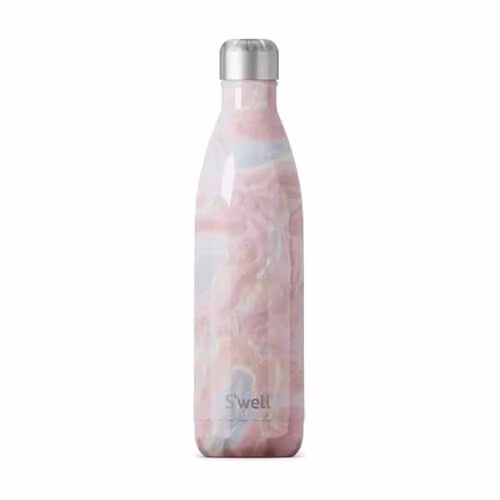 S'well Vacuum Insulated Stainless Steel Water Bottle, 739 ml, Pink and Multicolour Geode Rose
