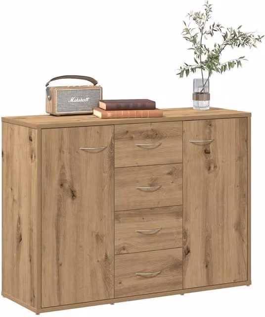 Berkfield Home Artisan Oak Sideboard in Brown, W/D/H: 88 x 30 x 64 cm – 1