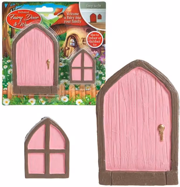 VFM PMS Pink Fairy Sized Door and Window Miniature Set for Enchanted Gnome Gardens and Christmas Elf Scenes