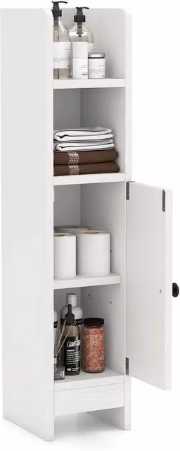 Havendro Small Freestanding Corner Bathroom Storage Cabinet in White – 1