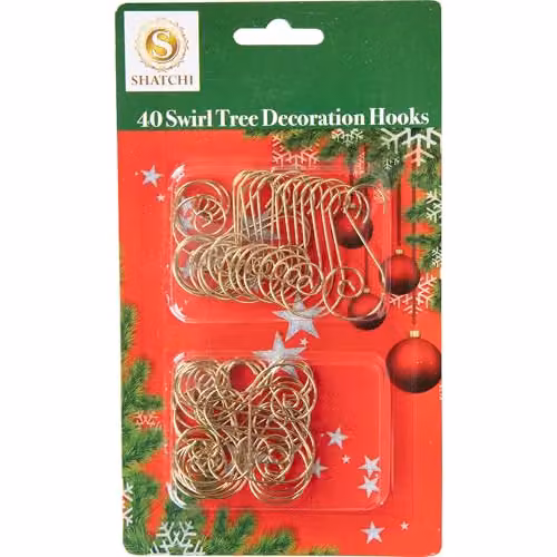 Shatchi 40-Piece Gold Metal Swirl Christmas Tree Decoration Hooks – 4