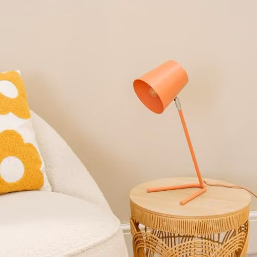 ValueLights Coral Metal Table Lamp with Tapered Dome Shade and LED Bulb Included – 2