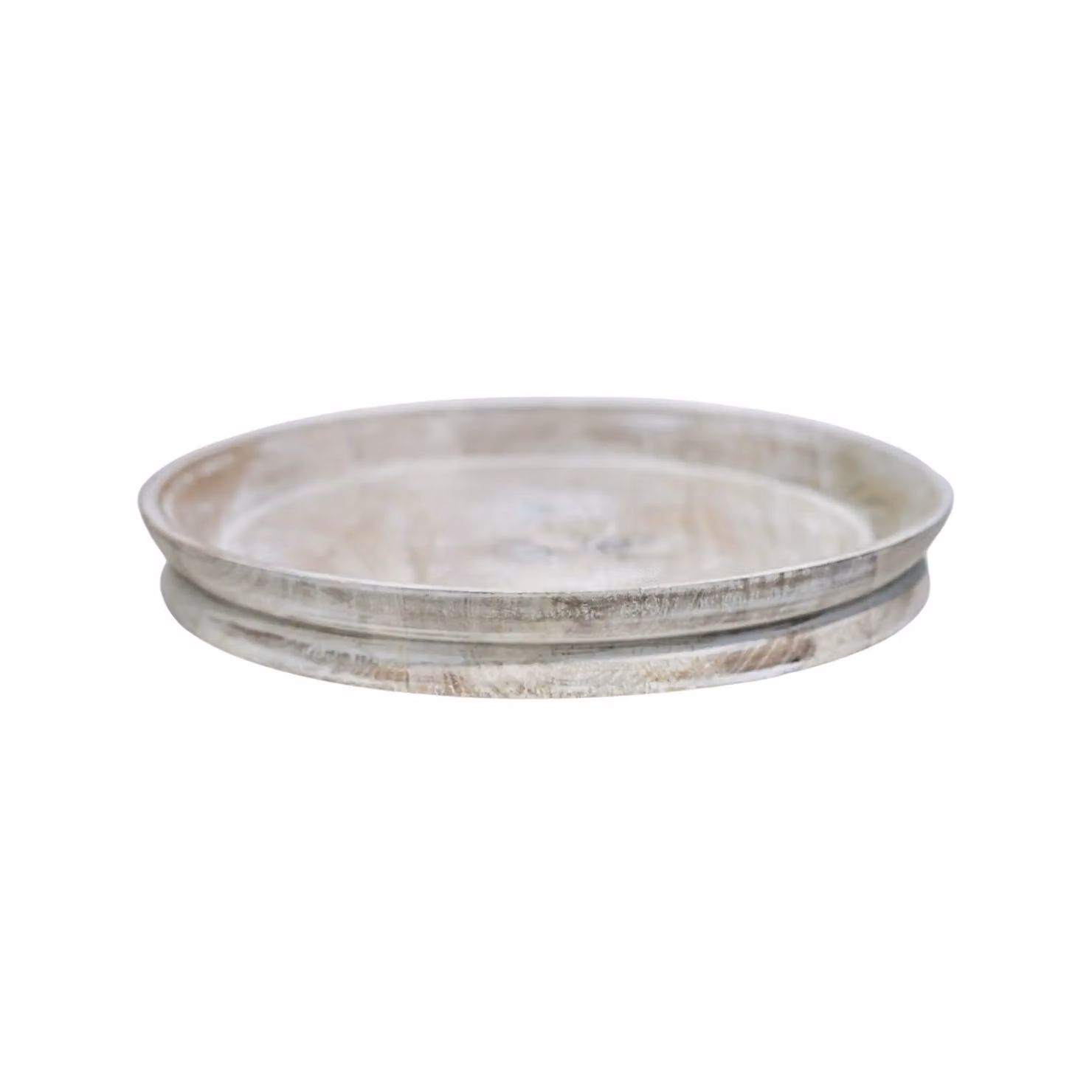 Ivyline Padstow White Wash Round Wooden Candle Tray, Diameter: 28 cm – 2