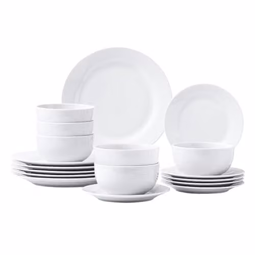 Simpa Timeless 18-Piece White Porcelain Dinner Set