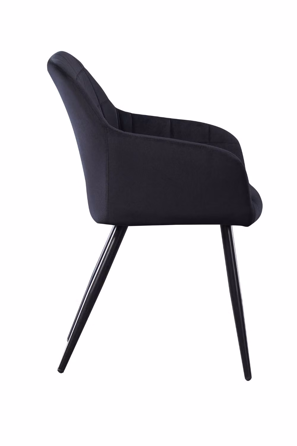 Life Interiors Camden Modern Velvet Dining Chair with Armrests and Black Metal Legs, Black – 4
