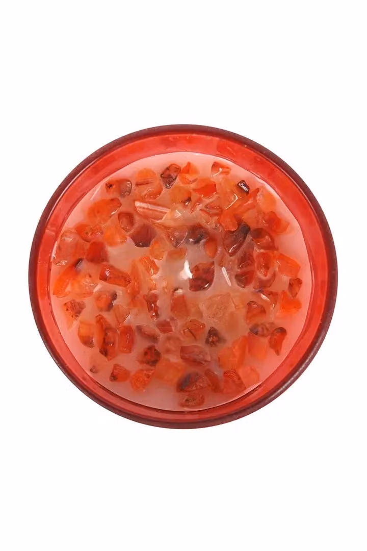KDMD Root Chakra Strawberry Crystal Chip Tabletop Candle in Red – 2
