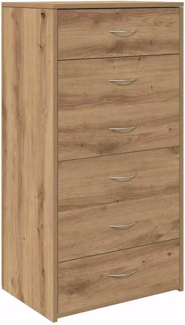 Berkfield Home Artisan Oak Sideboard with 6 Drawers in Brown, W/D/H: 50 x 34 x 96 cm