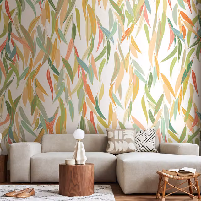 Origin Murals Willow Leaves Floral Wallpaper in Apple Green, 300cm