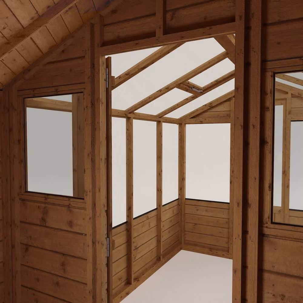 Mercia Traditional Apex Greenhouse and Shed Combo in Brown, W: 204.1 cm, H: 205.9 cm – 3